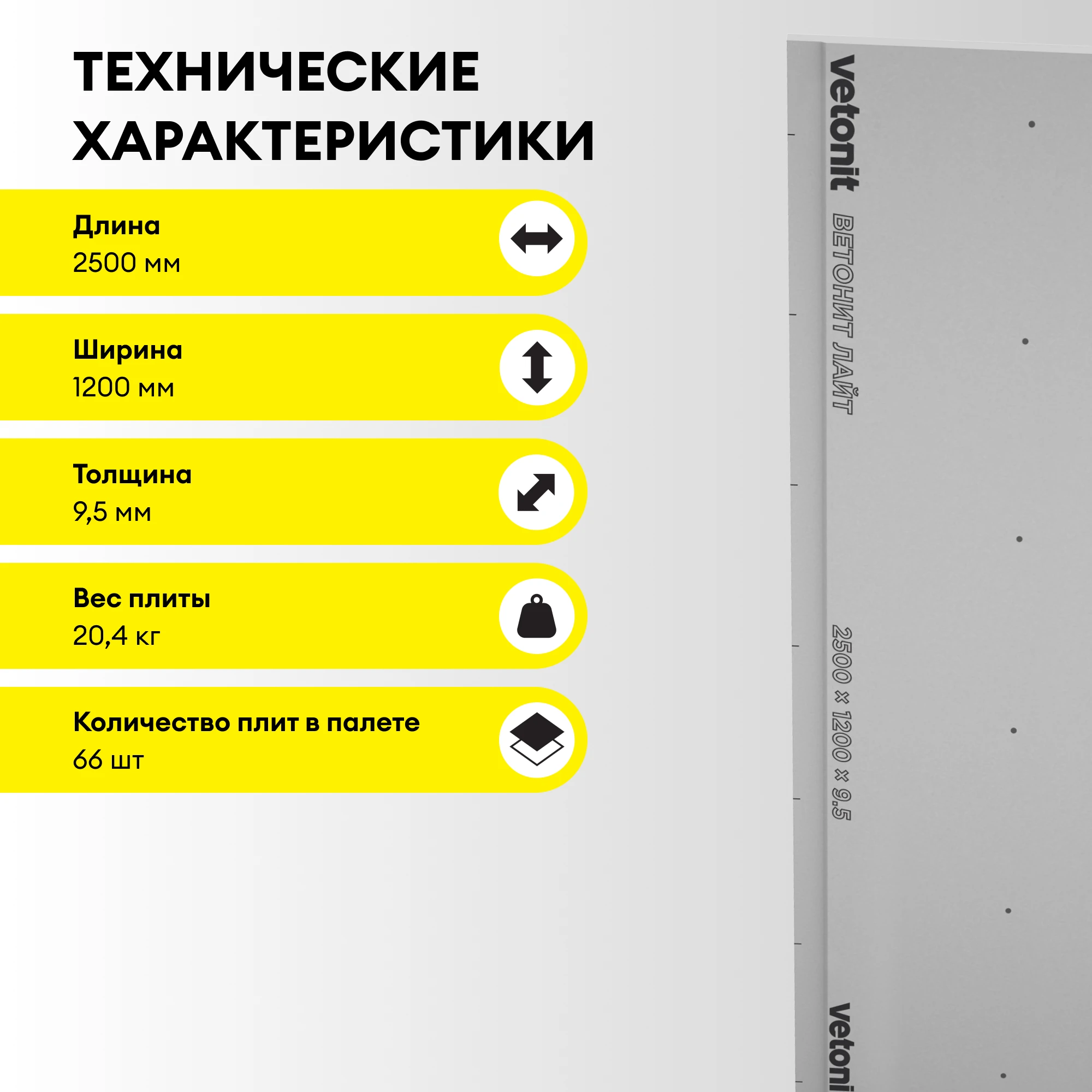 ГСП Vetonit Лайт (Облегченный) 2500х1200х9.5мм (3)