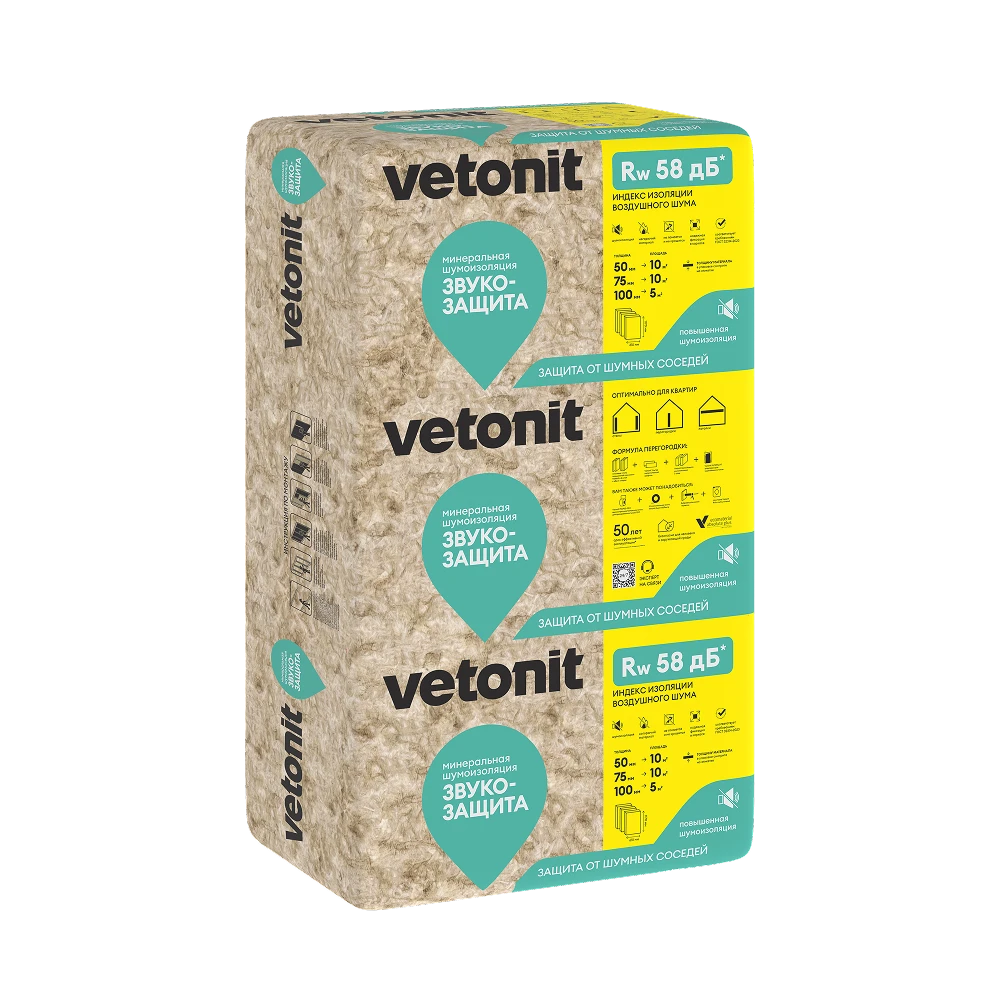 Утеплитель Vetonit Звукозащита 100мм (5м2 / 0.5м3) Утеплитель Vetonit Звукозащита 100мм (5м2 / 0.5м3)